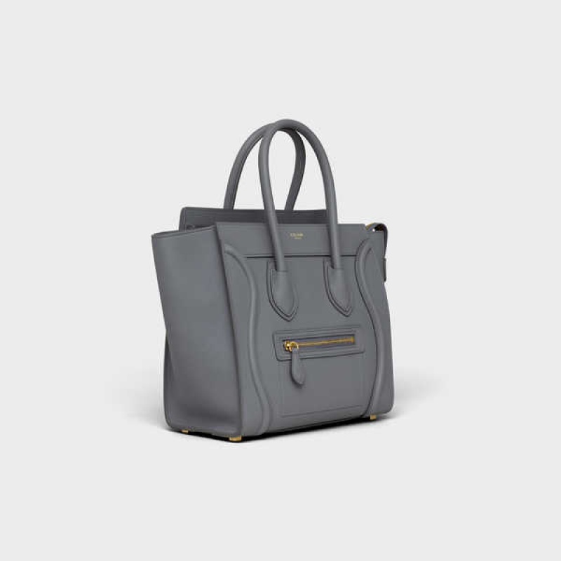 Celine Micro Handbag In Baby Drummed Calfskin Luggage Gri | CL-593052