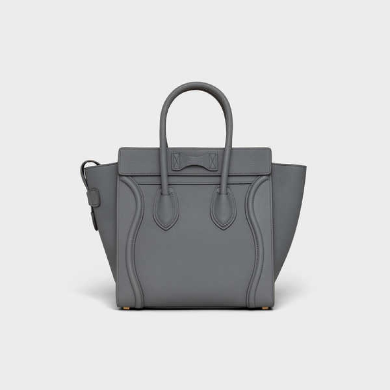 Celine Micro Handbag In Baby Drummed Calfskin Luggage Gri | CL-593052