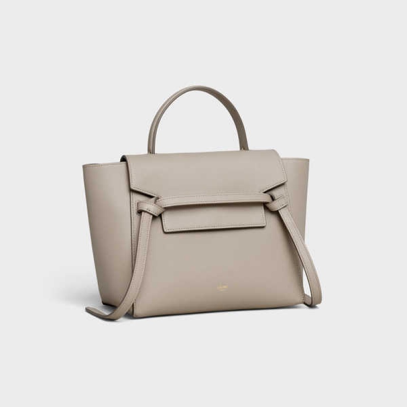 Celine Micro In Grained Calfskin Bel Çantası Açık Gri Kahverengi | CL-593063
