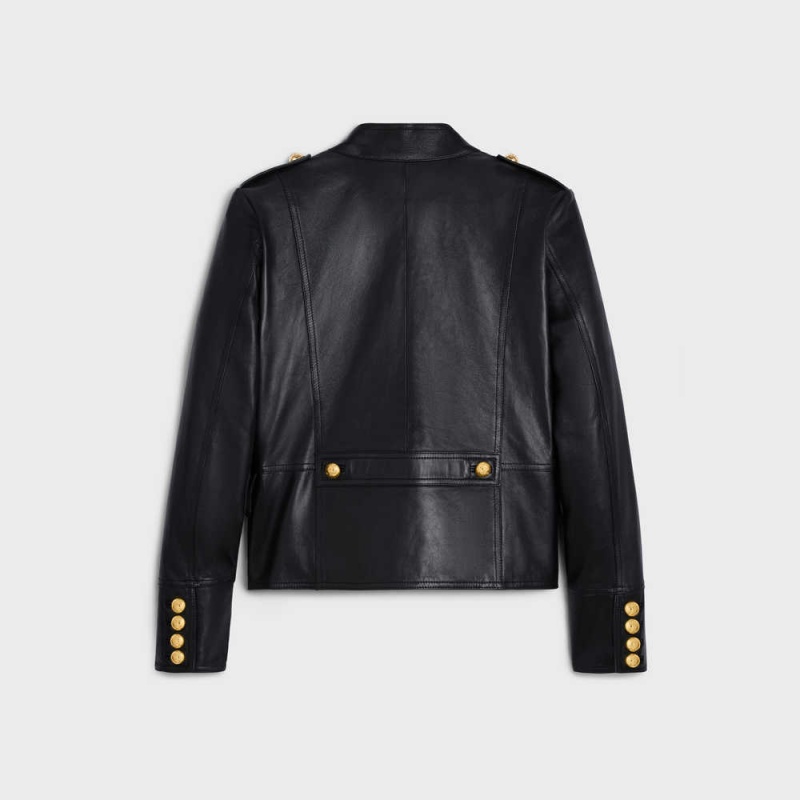 Celine Military Blouson In Soft Leather Siyah | CL-592613