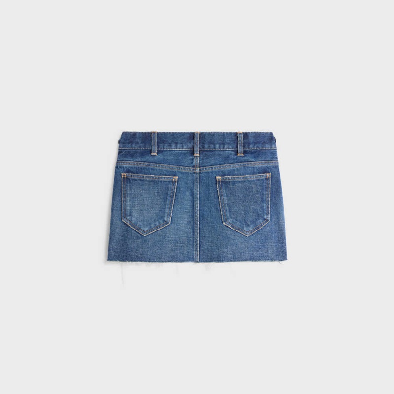 Celine Mini In Clean Dark Union Wash Denim Etek Koyu Açık Mavi | CL-592883