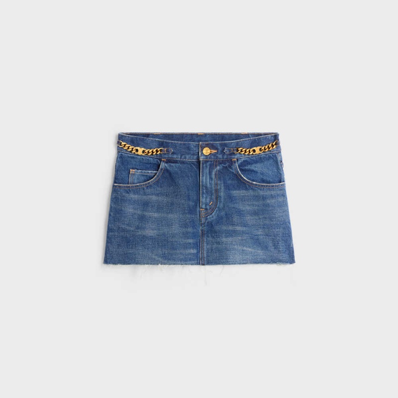 Celine Mini In Clean Dark Union Wash Denim Etek Koyu Açık Mavi | CL-592883