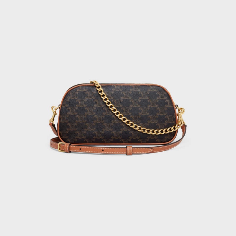 Celine Multi Bag In And Calfskin Triomphe Canvas Kahverengi | CL-593117