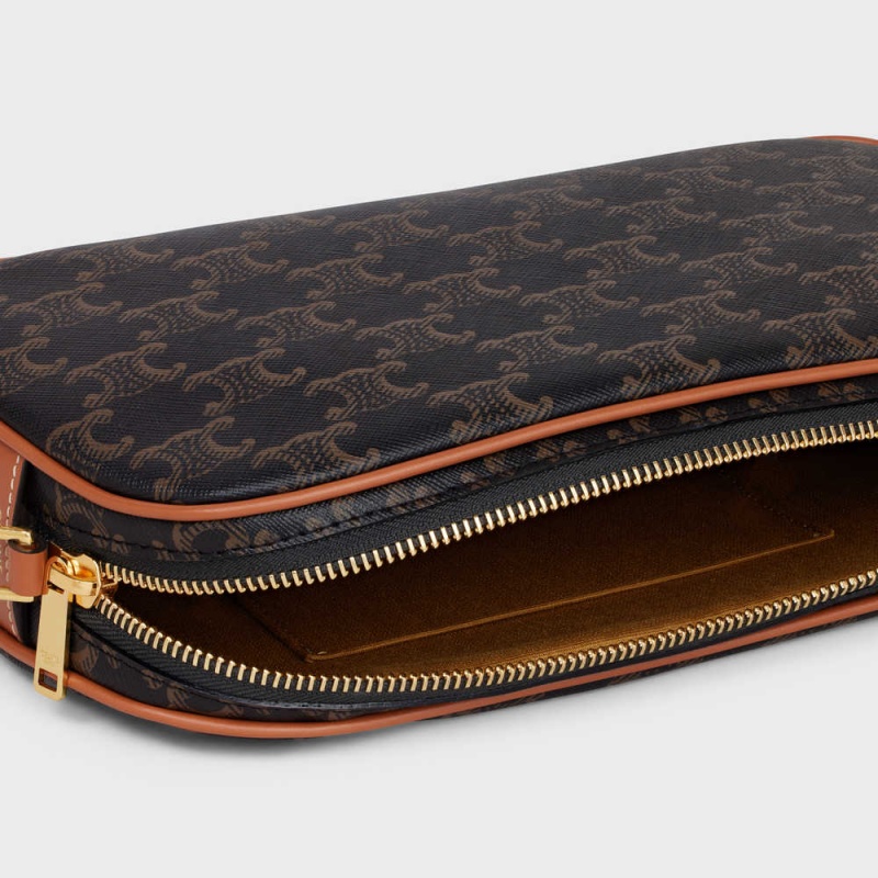 Celine Multi Bag In And Calfskin Triomphe Canvas Kahverengi | CL-593117