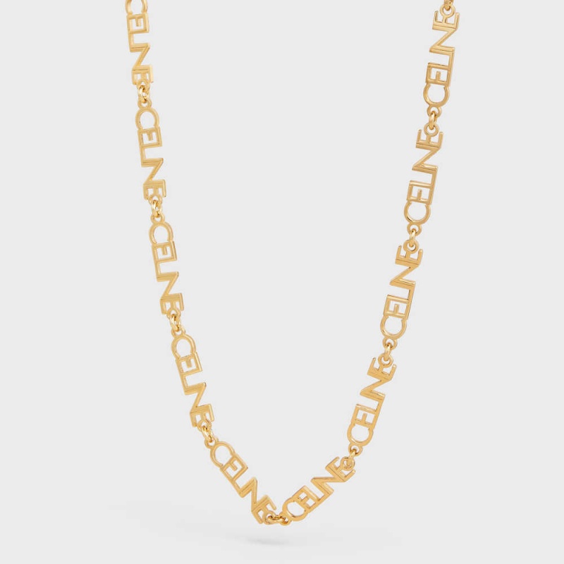 Celine Multi Logo In Brass With Gold Finish Kolye Altın | CL-592250