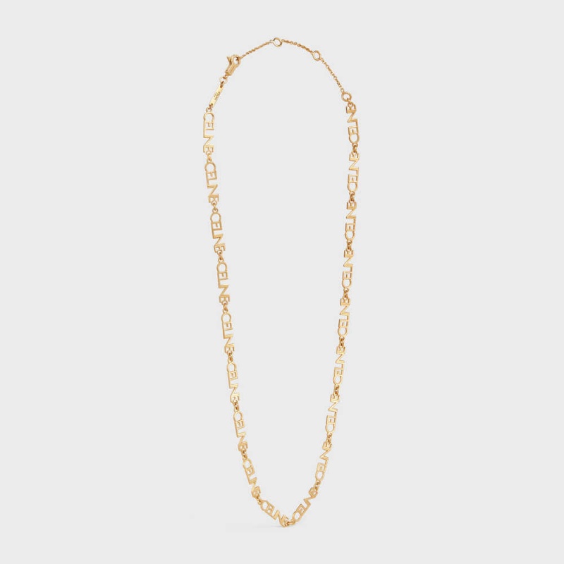 Celine Multi Logo In Brass With Gold Finish Kolye Altın | CL-592250