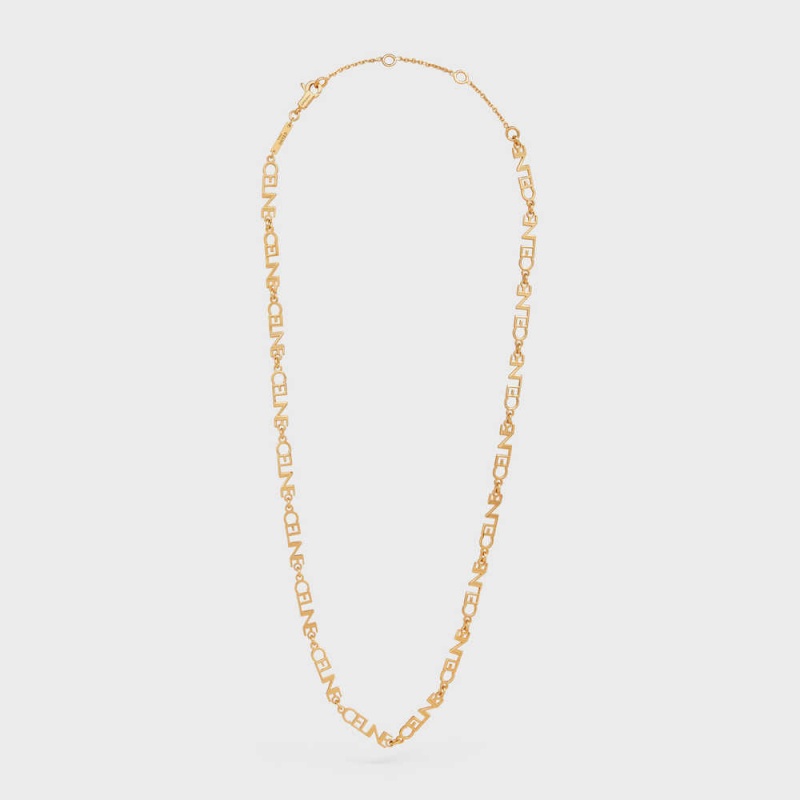 Celine Multi Logo In Brass With Gold Finish Kolye Altın | CL-592250