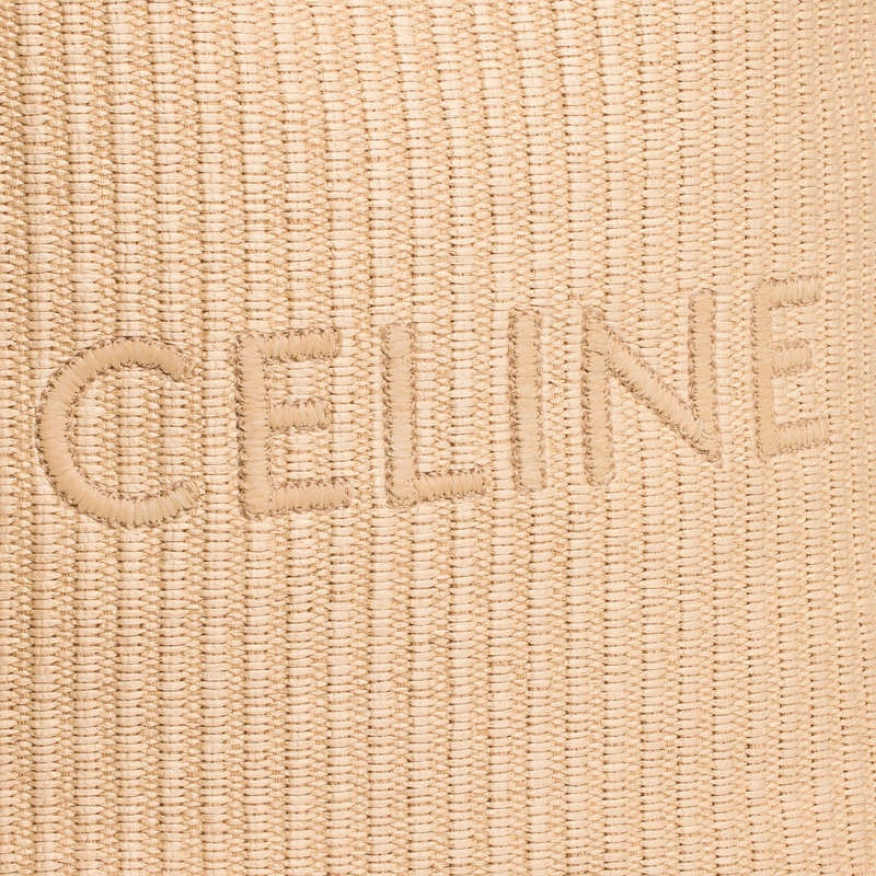 Celine Museum Bag In Raffia Effect Tekstil With Celine Embroidery Cabas Bej Rengi Kahverengi | CL-591835
