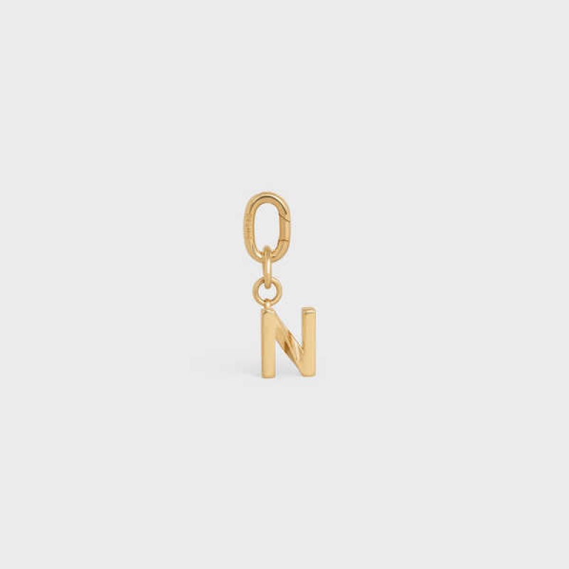 Celine N Charm In Brass Küçük Deri Ürünler Altın | CL-592933