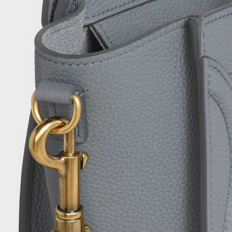 Celine Nano Bag In Baby Drummed Calfskin Luggage Gri | CL-593048
