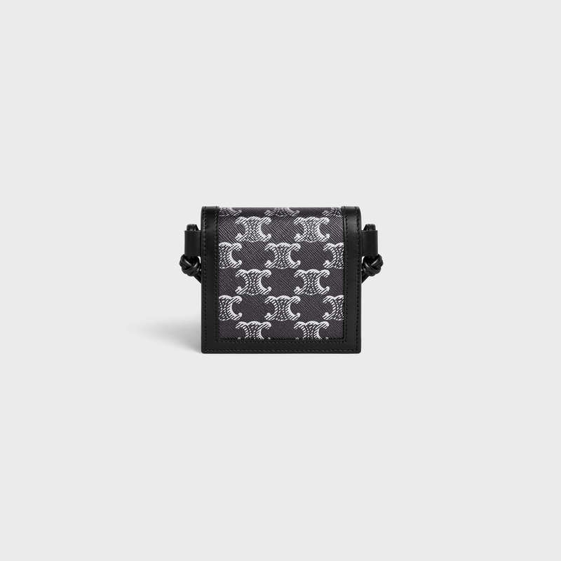 Celine Nekclace In Triomphe Kanvas And Calfskin Cüzdan Gümüş Siyah | CL-591792