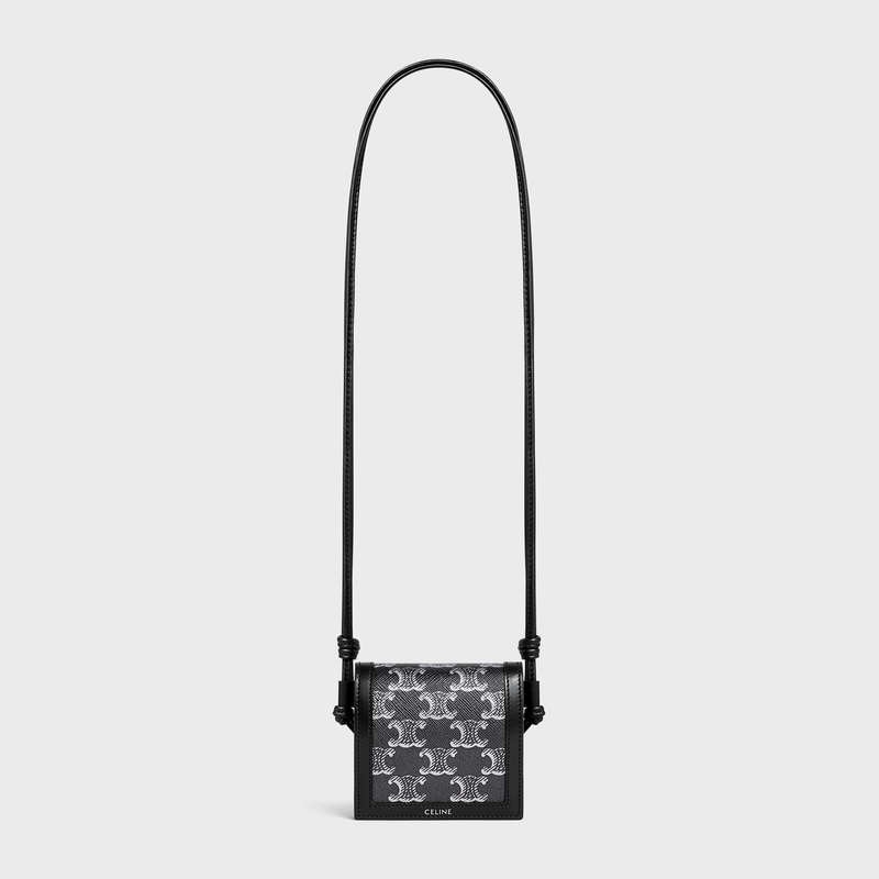 Celine Nekclace In Triomphe Kanvas And Calfskin Cüzdan Gümüş Siyah | CL-591792