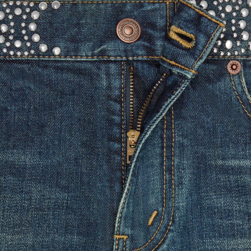 Celine Neo Sıska Jeans In Clean Dark Union Wash Denim Pantolon Koyu Açık Mavi | CL-592728