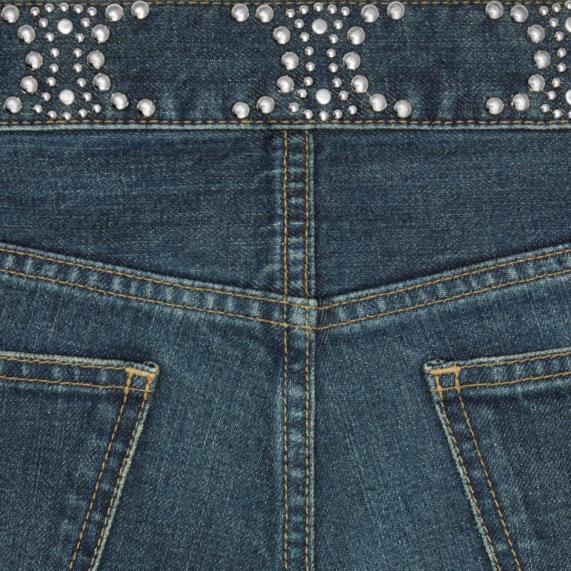 Celine Neo Sıska Jeans In Clean Dark Union Wash Denim Pantolon Koyu Açık Mavi | CL-592728