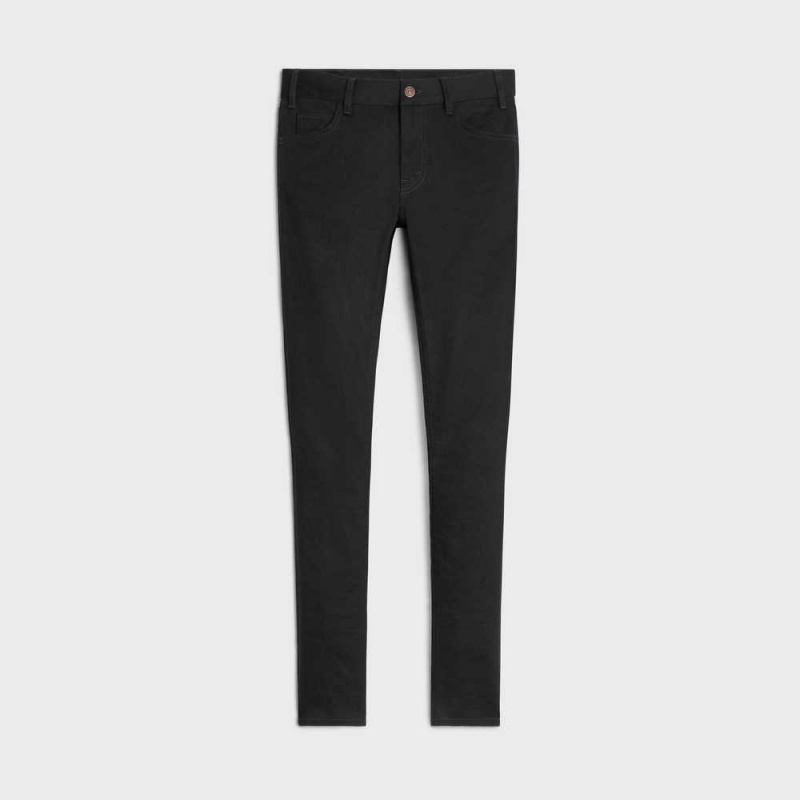 Celine Neo Sıska Jeans In Pure Black Wash Denim Pantolon Siyah | CL-592727