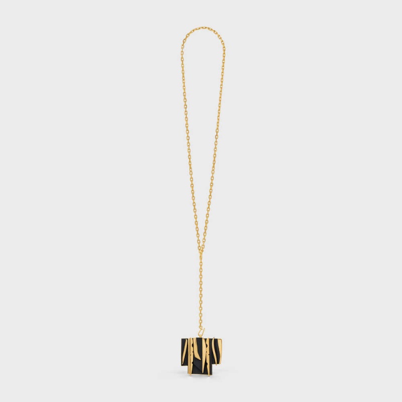 Celine Nevelson Project Vermeil And Oak Wood Kolye Altın Siyah | CL-592292