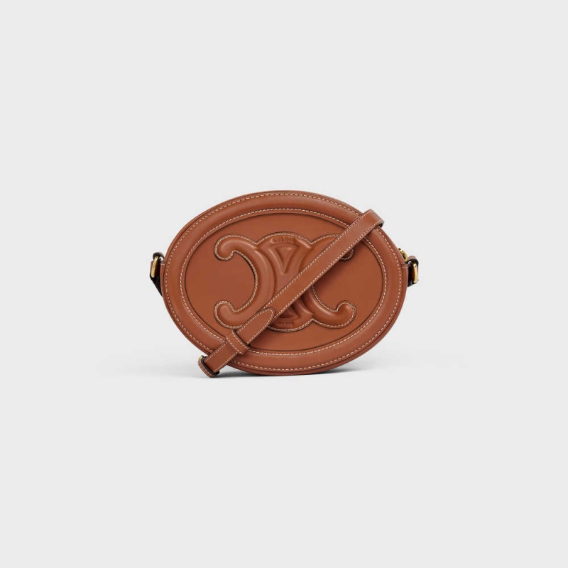 Celine Oval Bag In Smooth Calfskin Cuir Triomphe Kahverengi | CL-593158