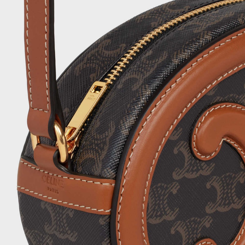 Celine Oval Bag In Triomphe Kanvas And Calfskin Cuir Triomphe Kahverengi | CL-593159