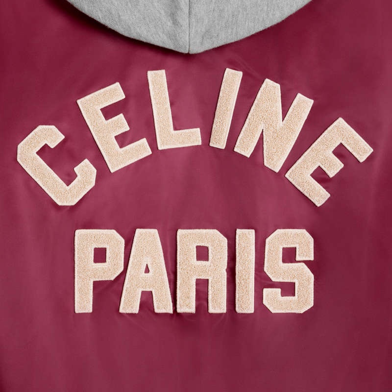 Celine Oversized Kukuletalı Teddy In Naylon Blousons Bordo | CL-591952
