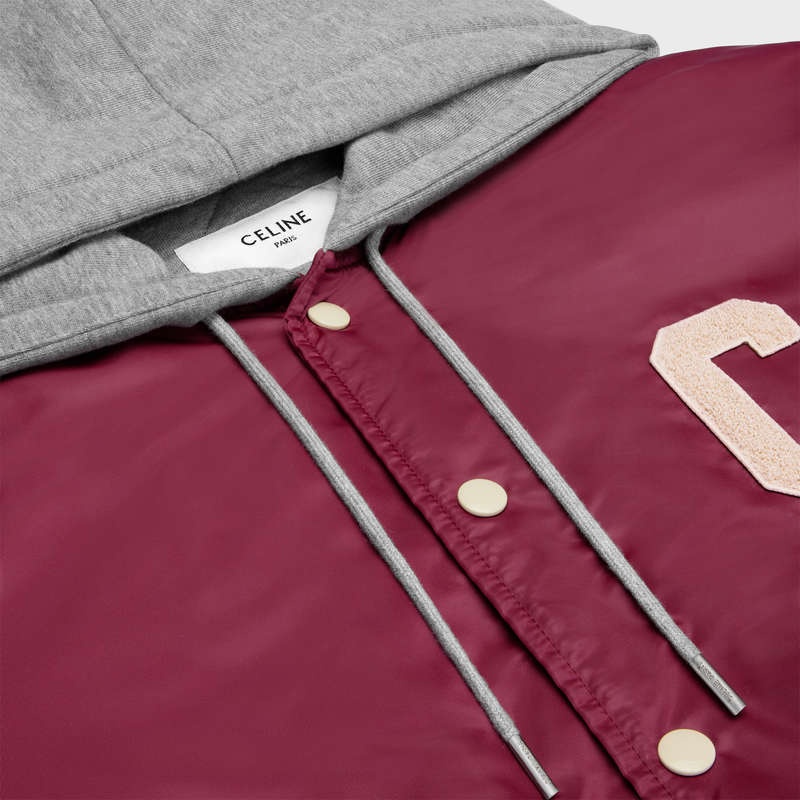 Celine Oversized Kukuletalı Teddy In Naylon Blousons Bordo | CL-591952