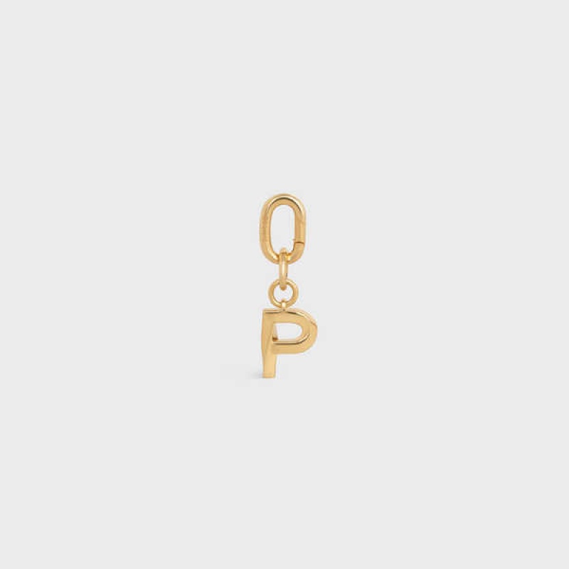 Celine P Charm In Brass Küçük Deri Ürünler Altın | CL-592935