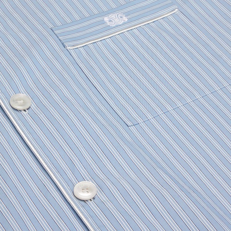 Celine Pajama In Çizgili Pamuklu Gömlek Mavi | CL-592164
