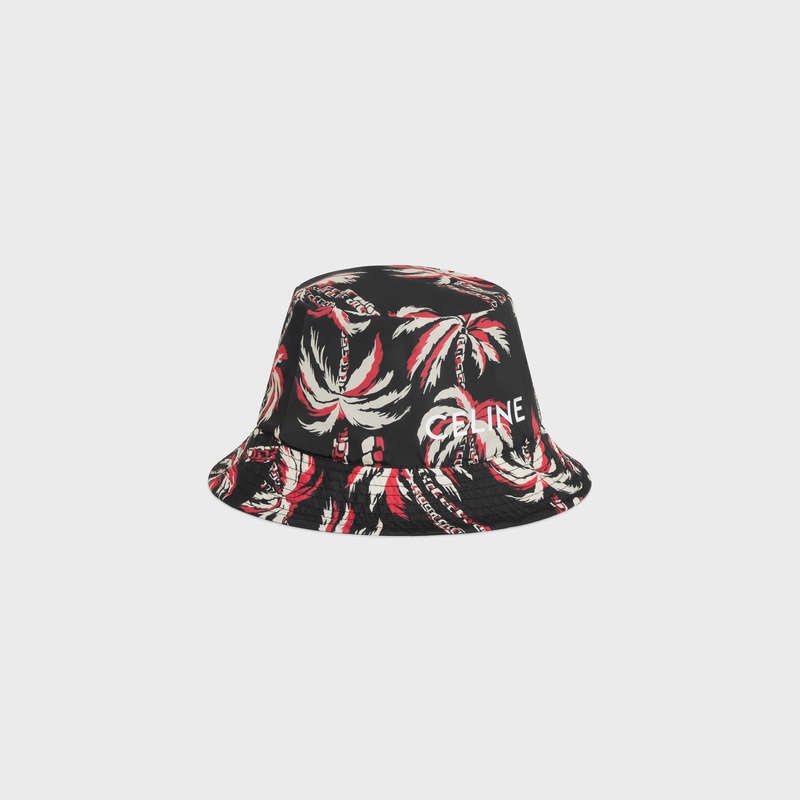 Celine Palm Tree Bucket In Naylon Şapka Koyu Kırmızı | CL-591708