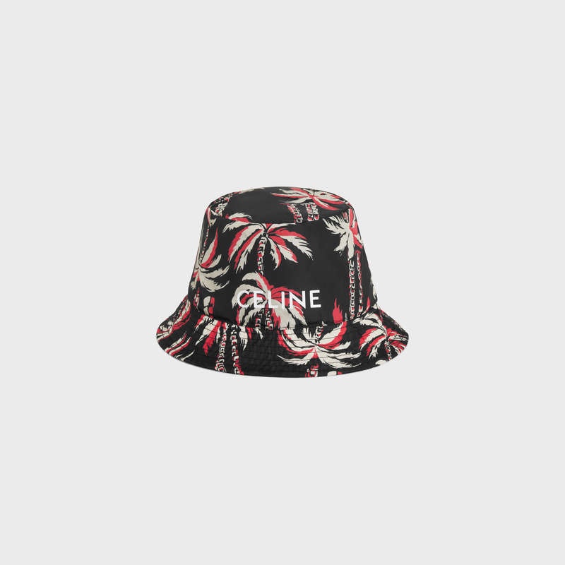 Celine Palm Tree Bucket In Naylon Şapka Koyu Kırmızı | CL-591708