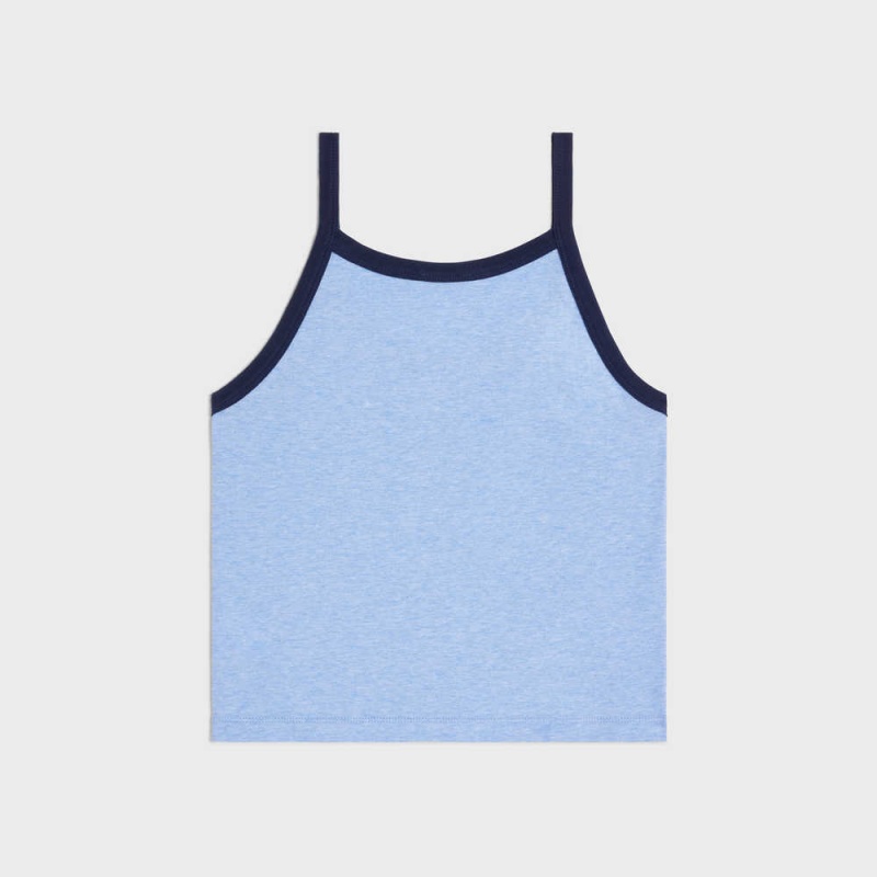 Celine Paris Tank In Pamuklu Jersey Tişörtü Mavi Lacivert | CL-592796