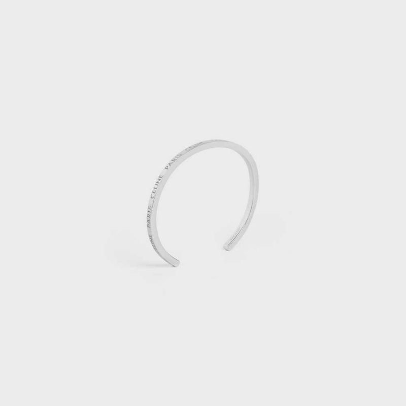 Celine Paris Thin Cuff In Brass With Rhodium Finish Bilezik Gümüş | CL-592216