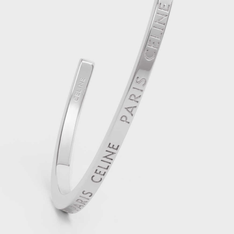 Celine Paris Thin Cuff In Brass With Rhodium Finish Bilezik Gümüş | CL-592216