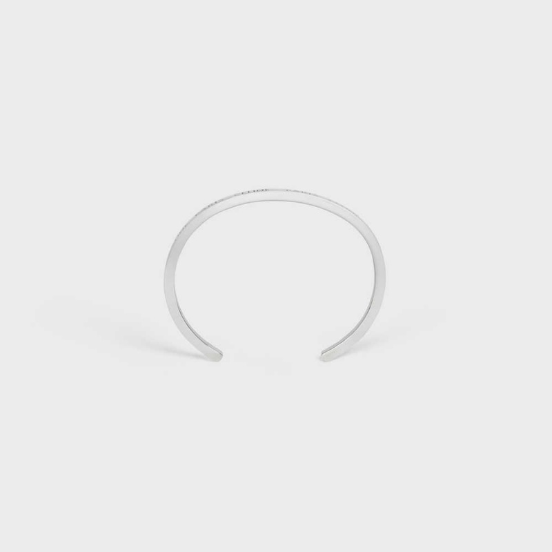 Celine Paris Thin Cuff In Brass With Rhodium Finish Bilezik Gümüş | CL-592216