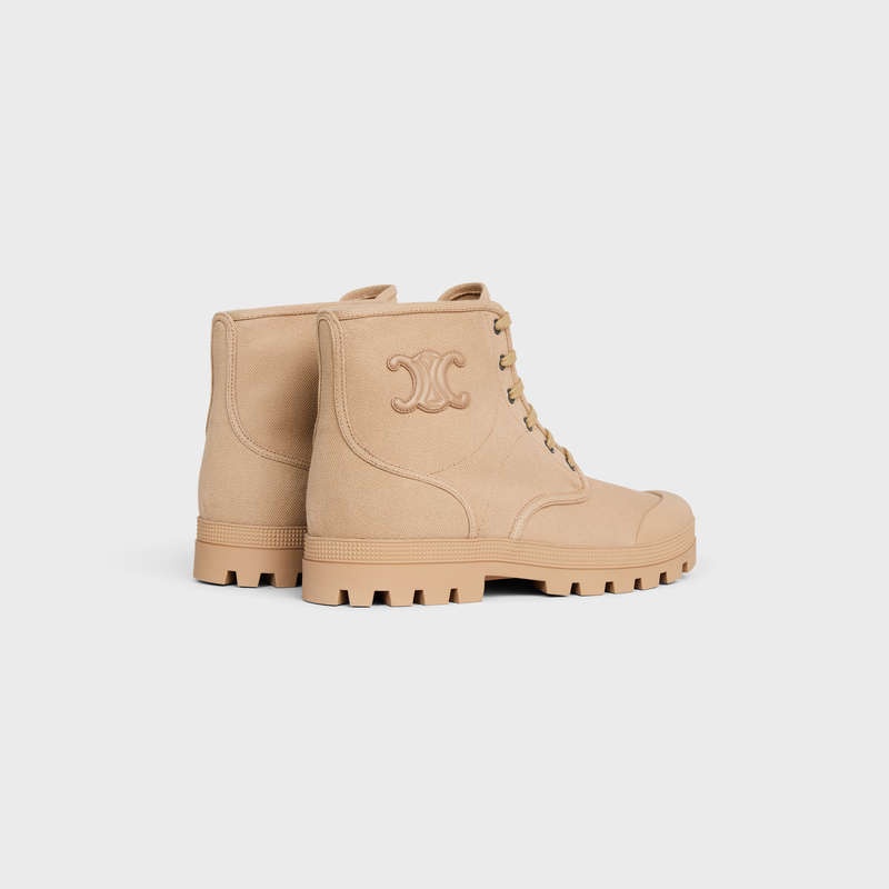 Celine Patapans Dantel-up In Kanvas Bot Kahverengi | CL-591880