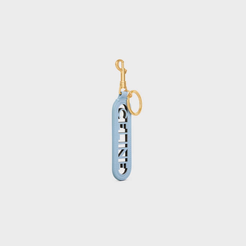 Celine Perforated Keyring Charm In Smooth Calfskin Küçük Deri Ürünler Mavi | CL-592900