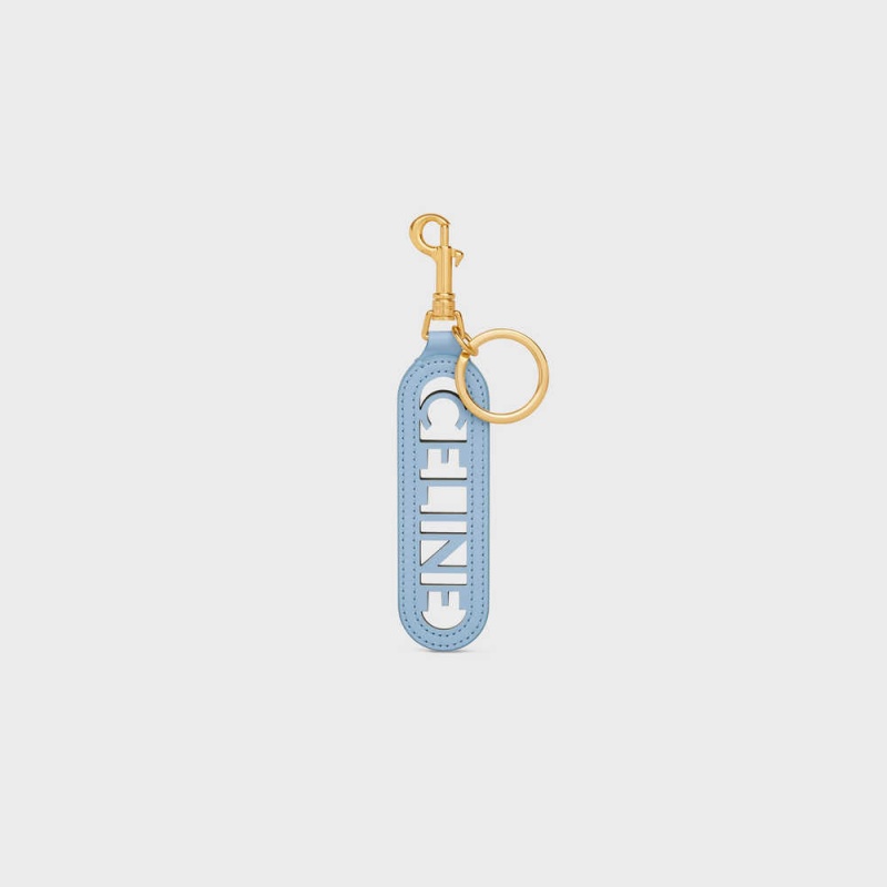Celine Perforated Keyring Charm In Smooth Calfskin Küçük Deri Ürünler Mavi | CL-592900