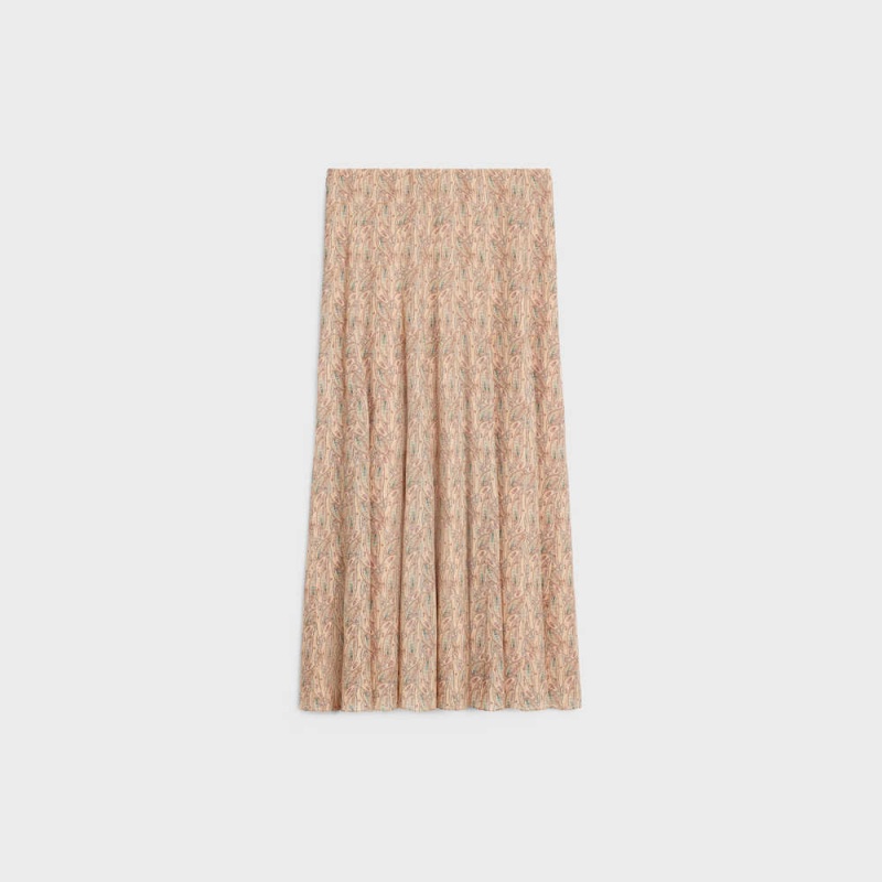 Celine Pileli In Silk Georgette Etek Renkli | CL-592877