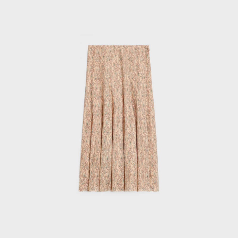 Celine Pileli In Silk Georgette Etek Renkli | CL-592877