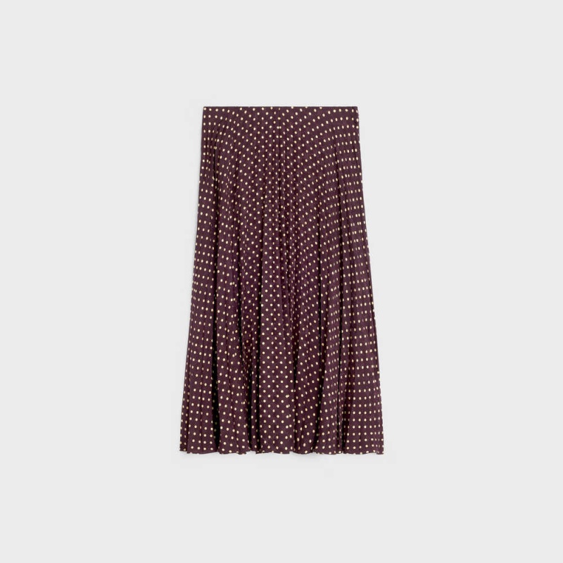 Celine Pileli Midi In Silk Etek Bordo | CL-592876