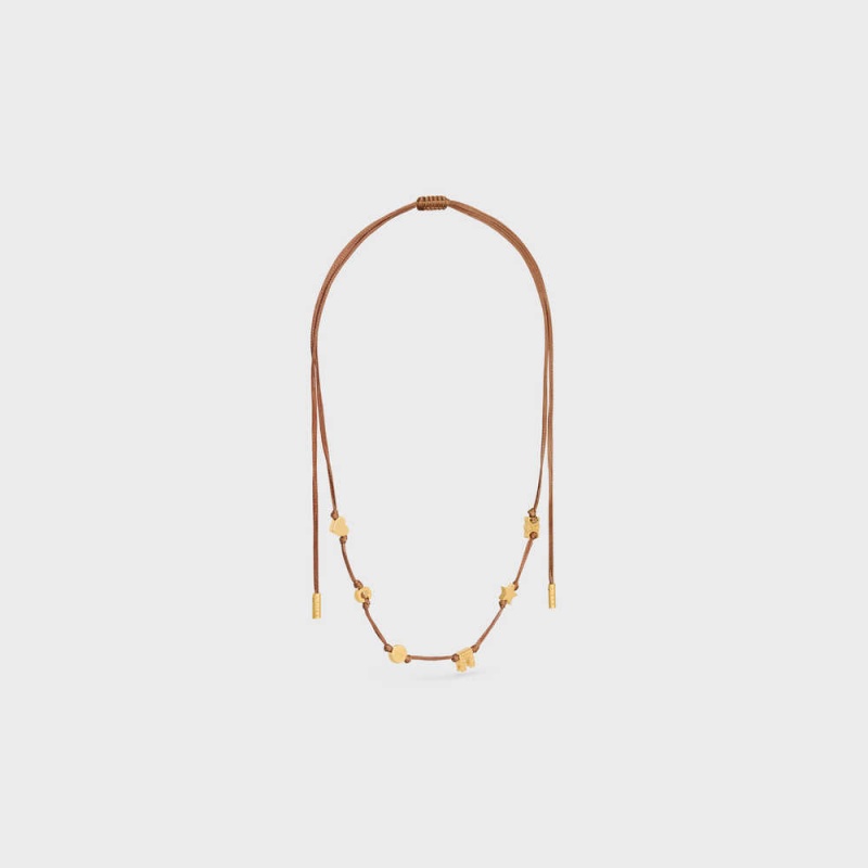 Celine Plage Multi In Brass With Gold Finish And Polyester Kolye Altın Kahverengi | CL-592260