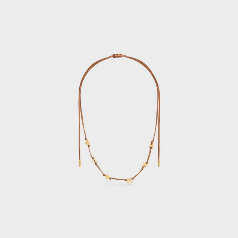 Celine Plage Multi In Brass With Gold Finish And Polyester Kolye Altın Kahverengi | CL-592260