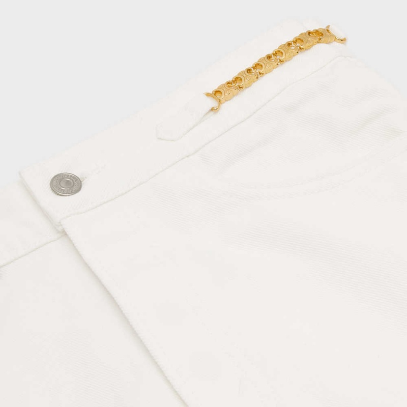 Celine Polly Jeans In Optic Wash Denim Pantolon Beyaz Açık Mavi | CL-592712