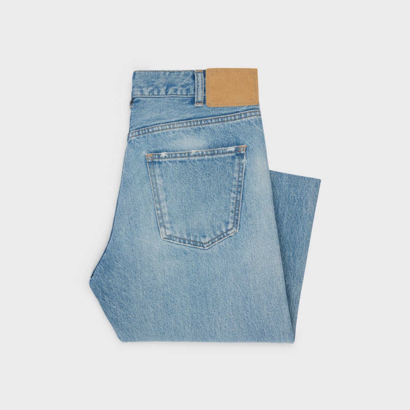 Celine Polly Jeans In Steel Blue Wash Denim Pantolon Gri Mavi Açık Mavi | CL-592711