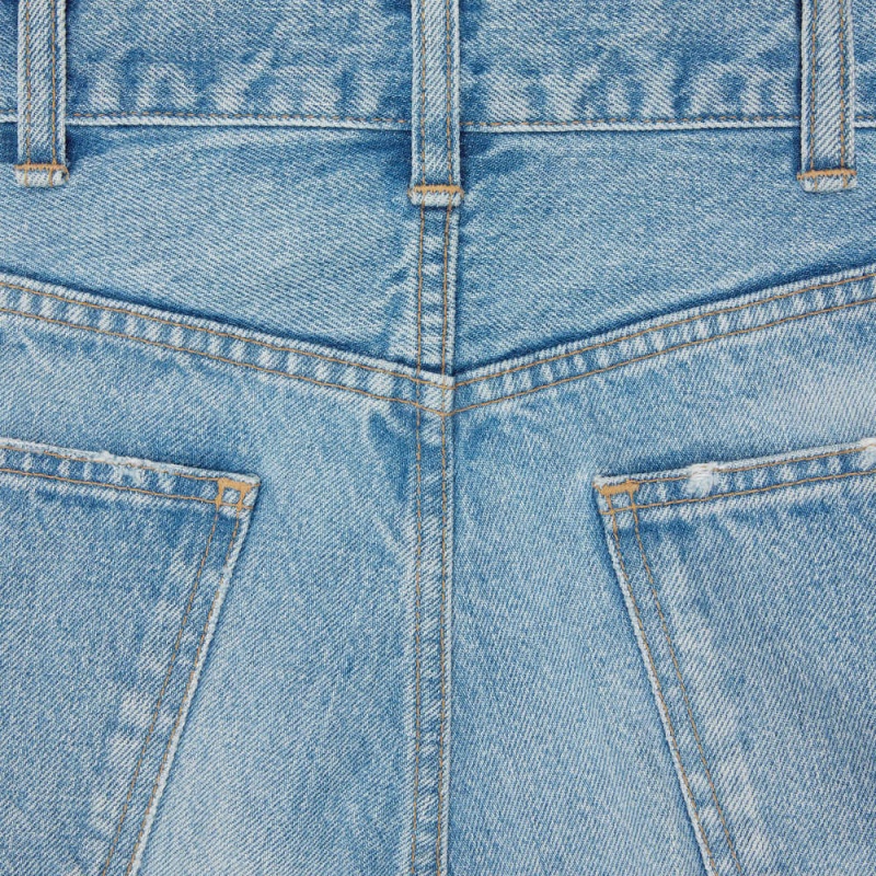 Celine Polly Jeans In Steel Blue Wash Denim Pantolon Gri Mavi Açık Mavi | CL-592711