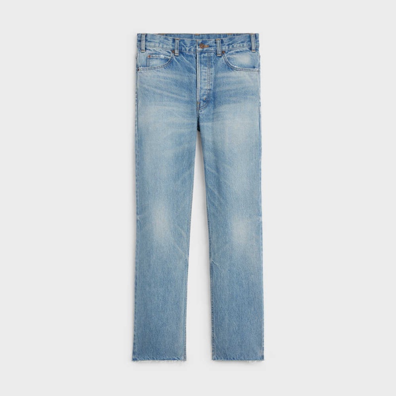 Celine Polly Jeans In Steel Blue Wash Denim Pantolon Gri Mavi Açık Mavi | CL-592711