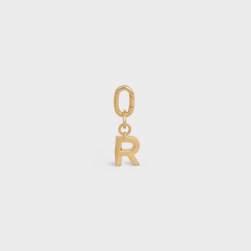Celine R Charm In Brass Küçük Deri Ürünler Altın | CL-592937