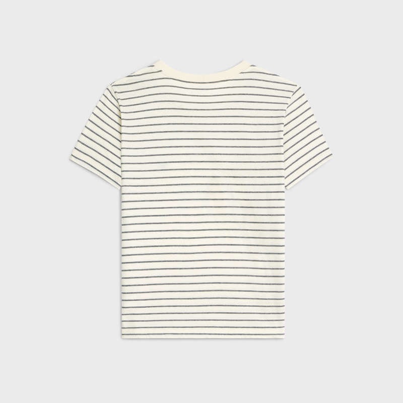 Celine Regular Triomphe In Çizgili Jersey T-shirt Beyaz Gri Siyah | CL-592128