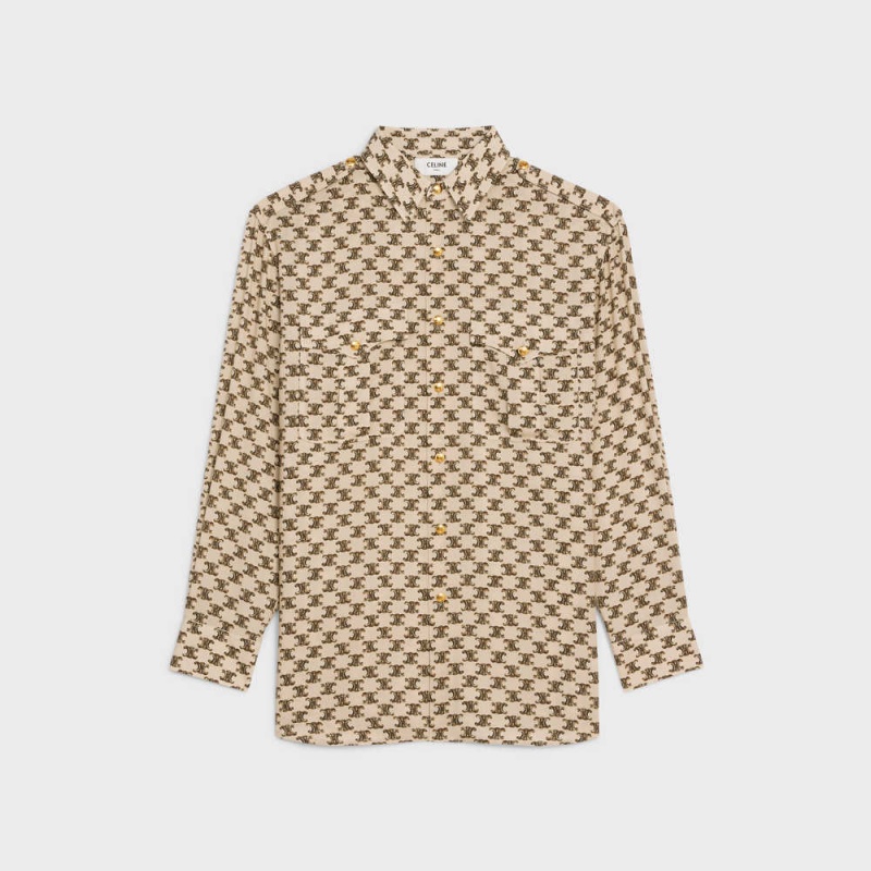 Celine Reporter In Crepe De Chine Gömlek Kayısı Rengi | CL-592831