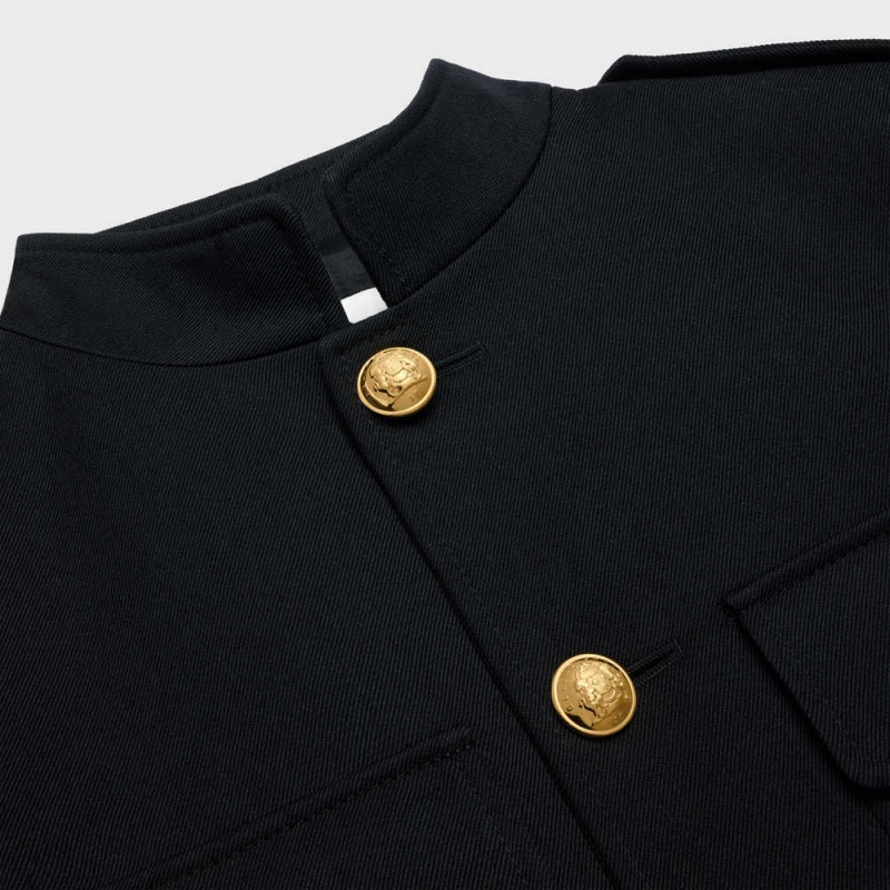 Celine Saharienne Military In Yün Mont Siyah | CL-592642