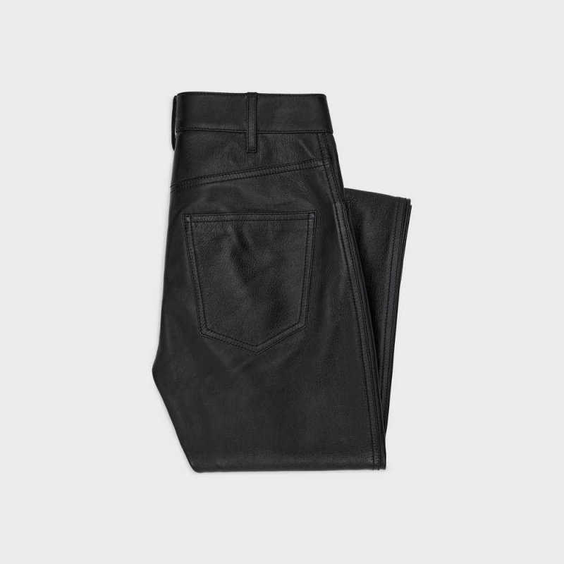 Celine Second Skin Jeans In Soft Leather Siyah | CL-592607