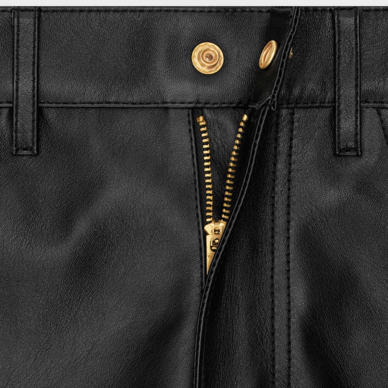 Celine Second Skin Jeans In Soft Leather Siyah | CL-592607